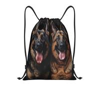Digital Art Of Two Shepherd Germans Unisex Gym Sack Large Swimming Bags Portable Drawstring Backpack For Football Yoga Beach