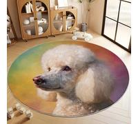 Digital Art Poodle Round Rugs 100 cm Area Rug Washable Moisture Barrier Round Carpet, Colorful Soft Non-Slip Low Pile Circle Carpet - Entryway Office Bedroom Living Room Runner