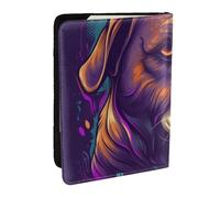 Digital Art Portrait of Adorable Dog Printed Passport Holder,Travel Pu Leather Passport Cover Case Organiser for Men Women,6.5 Inch