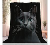 Digital Art Style Animals Kittens Flannel Plush Throw Blanket, Cozy Black Decor Stuff Blanket - Gifts for Lover Girls Boys Kids Adults Women Bed Travel 130 x 150 cm