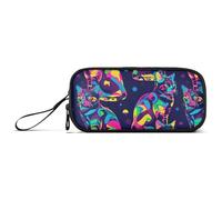 Digital Art Vapour Wave Style Colorful Nylon Zippered Pencil Bag High Capacity Zipper Pencil Case Stationery for High School Woman