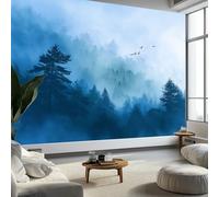 Digital Art Wall Mural 450 x 280 cm Photo Wallpaper, Forest Trees Fog Non-Woven Wall Mural Poster Modern Design for Living Room Bedroom Children's Room Corridor Decoration