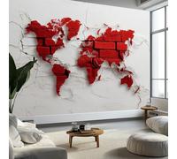 Digital Art Wall Mural 450 x 280 cm Photo Wallpaper, Red Brick Geometry Map Non-Woven Wall Mural Poster Modern Design for Living Room Bedroom Children's Room Corridor Decoration