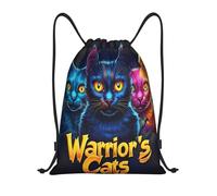 Digital Artwork Of Three Cats, Colorful, Warrior'S Cats String Backpack Drawstring Bag Waterproof Unisex Drawstring Backpack For Yoga Women Outdoor 36X42Cm