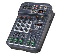 Digital Audio Mixer Mixing Sound Console, 4-Channel Stereo DJ Controller with Bluetooth MP3 USB Input, 48V Phantom Power, for Music Recording Live Broadcast