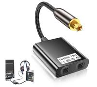 Digital Audio Optical Cable 1 in 2 out Toslink Splitter Dual Port Audio Adapter Cable Splitter Fiber Converter Switch Selector Gold Plated Connector Optical Cable for Soundbar to TV CD DVD Amplifier