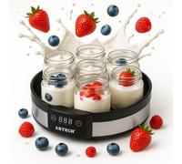 Almineez Digital Yoghurt Maker with 7 x 180ml Glass Jars - Automatic Yogurt Machine with Adjustable Timer, BPA-Free - Homemade Greek Yogurt Dessert Maker