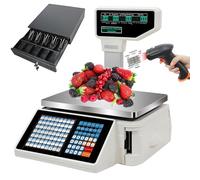 Digital Barcode Label Printing Scale with 63 Shortcut Keys, Commercial Price Computing for Supermarket Use, 30kg Capacity