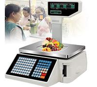 Digital Barcode Weighing and Label Printing Scales with Dual Display, 63 Shortcut Keys Cash Register for Supermarket/Retail Store/Warehouse Machine