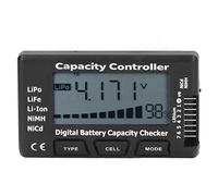 Digital Battery Capacity Checker Voltage Tester Capacity Percentage Meter for LiPo Life NiMH Battery Pack Hobby RC Model Car Drone ABS Black