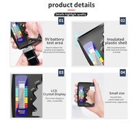 Digital Battery Tester with LCD Bar Graph Display for AA, AAA, C, D, N, 9V (PP3), and .5V Button Cell Batteries - ABS Housing, 92x63x14mm, Si