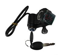 Digital battery voltage display thumb throttle with power switch and key lock for electric vehicles 12V to 84V fitting 7/8 inch scooter handlebars