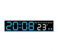 Digital Bedside Alarm Clock Large Screen Temp Date Display 5 Dimmer Levels USB Powered Pink(White+Blue)