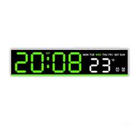 Digital Bedside Alarm Clock Large Screen Temp Date Display 5 Dimmer Levels USB Powered Pink(White+Green)