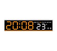 Digital Bedside Alarm Clock Large Screen Temp Date Display 5 Dimmer Levels USB Powered Pink(White+Orange)