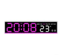 Digital Bedside Alarm Clock Large Screen Temp Date Display 5 Dimmer Levels USB Powered Pink(White+Pink)