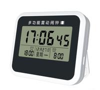 Digital Bedside Alarm Clock with Strong Vibration and 110dB Ring - Dual Timer Settings Night Light for Seniors Kids White 8.5x7.2cm