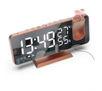 Digital Bedside Clock with FM Radio and USB Port(Pink + White Text)
