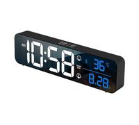 Digital Bedside Clock with Temperature Display Dual Alarm(black) | Bright LED screen, clear time reading, low light visibility, modern bedroom decor, silent operation