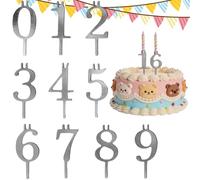 Digital Birthday Cake Candle Holder Set, Reusable Metal Number Candle Holders Set, Silver Digital Style Number Candles for Birthdays, Anniversaries Celebration Wedding Parties Cake (1pc)