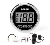 Digital Boat Depth Finder, 52mm/2in Marine Depth Gauge, Depth Sounder Dash Transducer with White Backlight for Yachts Boats Marine