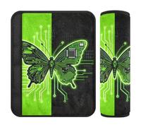 Digital Butterfly Green Black 2 pcs car Shoulder Strap pad, Protects Your Neck and Shoulders, car Trip Essentials for Airplane