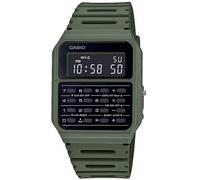 Digital Calculator Watch Green Plastic Strap Retro Men's One Size 8-Digit Alarm