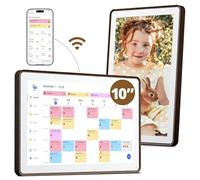 Digital Calendar 10.1 Inch, 1080P Full HD WIFI Interactive Touchscreen Electronic Calendar & 2026 Smart Family Planner, Chore Chart for Multiple Kids, Rewards & Picture Frame, Dark Brown