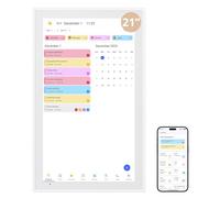 Digital Calendar 21.5 Inch Touch Screen, Electronic Wall Calendar Chore Chart for Family Monthly/Weekly Planner, Interactive Display Smart Calendar for Home Organization, Desk Mount Included - White