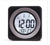 Digital Calendar Dementia Day Clock,Digital Clock,Voice Control Back Light LCD Clock ,Squared Electronic Clock with Calendar Temperature Display, for Seniors Vision Impaired Memory Loss(black)