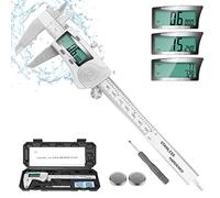 Digital Caliper Measuring Tool, IP54 Waterproof Electronic Micrometer Caliper, Stainlee Steel Vernier Caliper with Large LCD Screen, Inch Metric Fraction Conversion, 6 Inch for Household/DIY