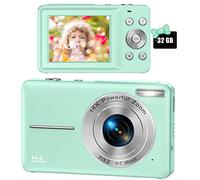 Digital Camera 1080P, 44MP FHD Compact Digital Camera, 16X Digital Zoom Portable Photo Camera with 2.4" LCD Screen, 1 Battery, Vlogging Camera for Kids, Beginners, Teens, Students-Green (No SD Card)
