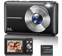 Digital Camera 1080P, 44MP FHD Compact Digital Camera, 16X Digital Zoom Portable Photo Camera with 2.4" LCD Screen, 1 Battery, Vlogging Camera for Kids, Beginners, Teens, Students-Black (No SD Card)