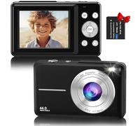 Digital Camera, 1080P FHD 44MP Compact Digital Camera, Vlogging Camera with 2.4" LCD Screen, 16X Digital Zoom, Anti-Shake, Rechargeable, Portable Photo Camera for Kids, Teens, Beginners
