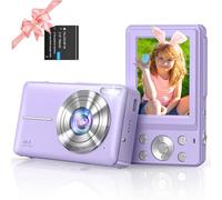 Digital Camera 1080P FHD 44MP with 2.4" LCD Display, Anti Shake, 16X Digital Zoom Compact Vlogging Camera for Children, Teenagers (No card)