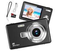 Digital Camera 1080P FHD 44MP with 2.4" LCD Screen,16X Digital Zoom, Compact Portable Vlogging Camera with 32gb SD Card for Kids Teen Students Beginner (Black)
