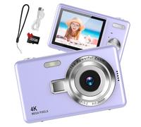 Digital Camera 1080P FHD 44MP with 2.4" LCD Screen,16X Digital Zoom, Compact Portable Vlogging Camera with 32gb SD Card for Kids Teen Students Beginner (Purple)