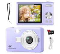 Digital Camera - 1080P FHD 44MP with 2.4" LCD Screen Compact Portable Vlogging Photo Camera with 32gb SD Card 16X Digital Zoom for Kids Teen Students Beginner (Upgrade Purple)