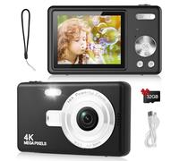 Digital Camera - 1080P FHD 44MP with 2.4" LCD Screen Compact Portable Vlogging Photo Camera with 32gb SD Card 16X Digital Zoom for Kids Teen Students Beginner (Upgrade Black)
