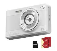 Digital Camera 1080P FHD Compact Camera 56MP Simple Vlogging Camera with 32G TF-Card 2 Batteries Portable for Kids, Teens, Seniors & Beginners (White)