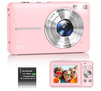 Digital Camera 1080P FHD Compact Digital Camera 44MP Portable Mini Small Photo Camera with 2.4" LCD Screen, 16X Digital Zoom and 1 Battery Vlogging Camera for Kids, Girls, Boys-Pink
