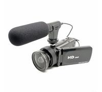 Digital Camera 16MP with External Microphone, 16X Zoom HD Camera for Family Photography, Wide-Angle Lens Video Recorder Vlogging(Black)