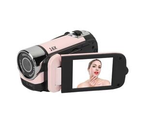 Digital Camera, 16X Zoom 1080P 16MP Vlogging Camera Video Camera with Selfies, Anti Shake, Loop Recording, Time Watermarking, 2.4 Inch Rotatable Screen Camcorder (Pink)