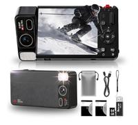 Digital Camera 270°Flip Screen, 4K 64MP Digital Compact Camera with 64GB card, 18X Zoom/Vlog Video Camera/Anti-shake/Flash, 2 Batteries+Card reader+Storage Bag for Beginner Teens Adults YouTube