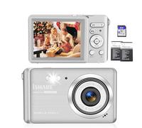 Digital Camera,30MP 18X Digital Zoom Vlogging Camera for YouTube with 32G Memory Card,Digital Cameras for Photography with 2 Batteries,Rechargeable Cameras for Kids/Adult/Elderly/Beginners Silver