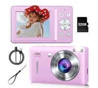 Digital Camera, 44MP Compact Camera, FHD 1080P Point and Shoot Digital Cameras with 16X Zoom, Face Detect, Smile Capture, Anti Shake, for Boys Girls Teens Gifts (Purple)