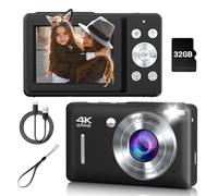 Digital Camera, 44MP Compact Camera, FHD 1080P Point and Shoot Digital Cameras with 16X Zoom, Face Detect, Smile Capture, Anti Shake, for Boys Girls Teens Gifts(Black)