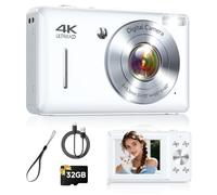 Digital Camera, 44MP FHD 1080P Point and Shoot Digital Camera with 16X Zoom, Small Compact Camera with Face Detect, 32GB SD Card, Anti Shake for Kids Teens Boys Girls (White)