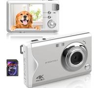Digital Camera, 48MP 1080P Full HD Camera, 32GB TF Card, 3.0 Inch Screen, Portable Compact Camera with 16x Digital Zoom, 4K Ultra HD Video Recording, (White)