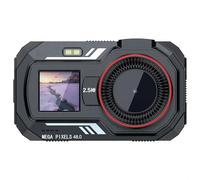 Digital Camera, 48MP 2.5K Dual-Screen Camera With WiFi 3 Inch Main Screen, AF Lens HD Photo Recording MP3 Extended Battery XJ400(Black)